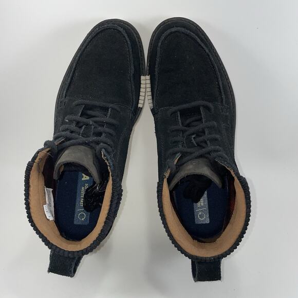 Clarks Collection Barnes Mid Boots Black Suede Mens Size 9 Moc Toe Lace Up - Picture 7 of 11